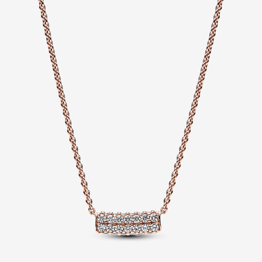 Pandora Timeless Pavé Double-row Bar Collier Necklace