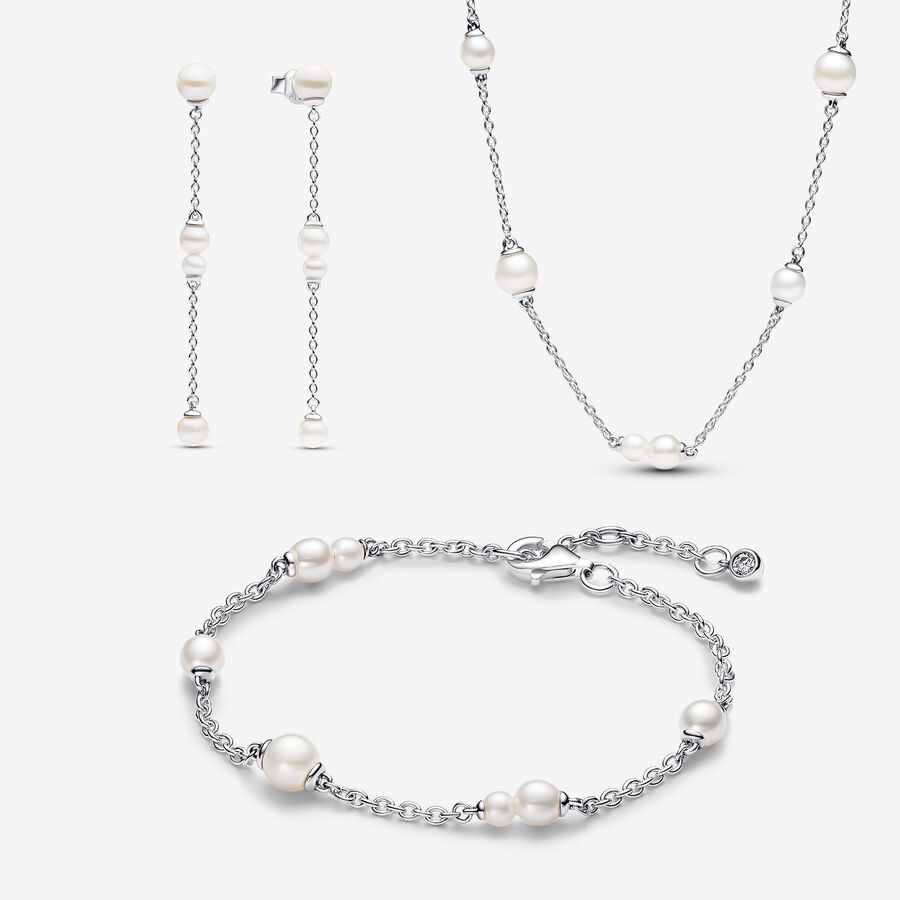 Treated Freshwater Cultured Pearl Station Jewelry Set