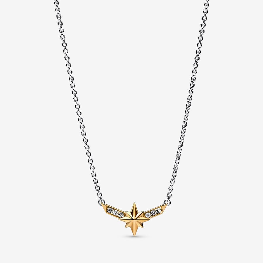 Marvel Captain Marvel Octogram Star Two tone Pendant Necklace