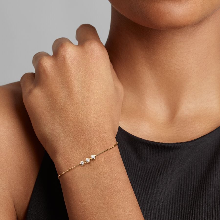 Pandora Era Lab-grown Diamond Triple Bezel Chain Bracelet 0.45 carat tw 14k Gold