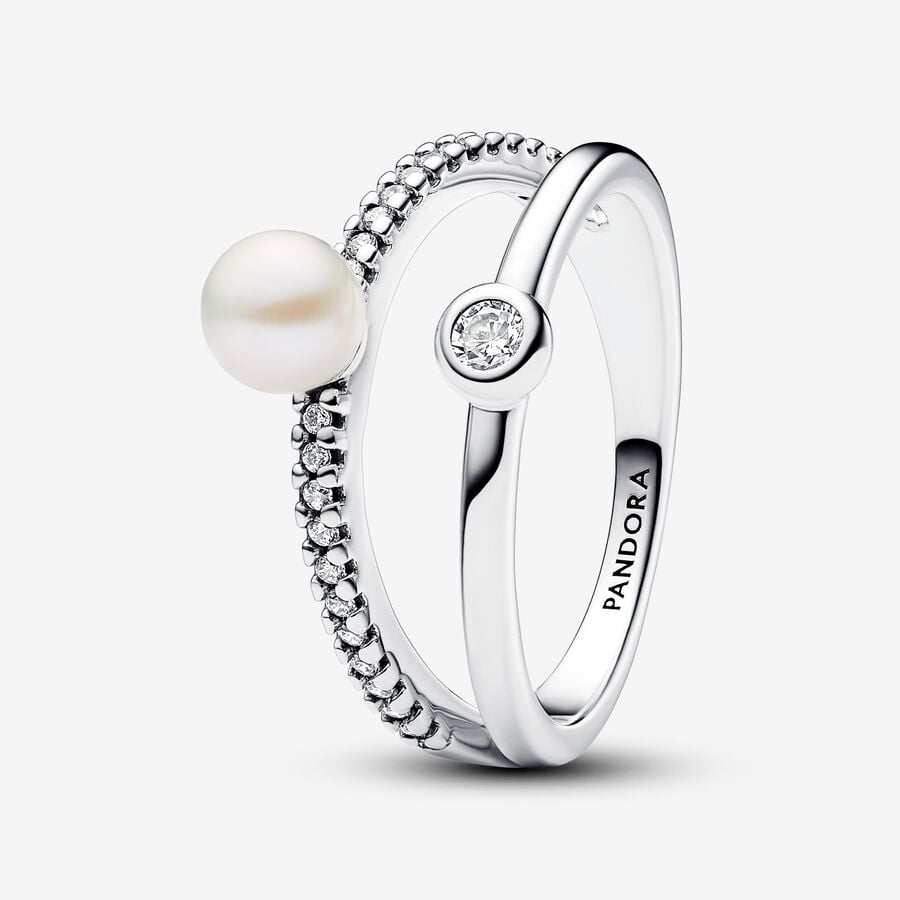 Treated Freshwater Cultured Pearl & Pavé Earring, Necklace, and Ring Set