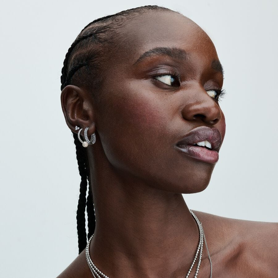 Treated Freshwater Cultured Pearl & Pavé Hoop Earrings