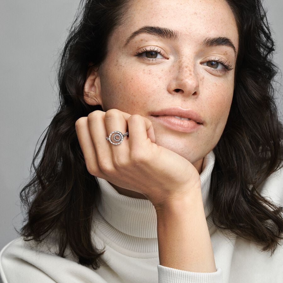 FINAL SALE - Pandora Signature Logo Circles Pavé Ring