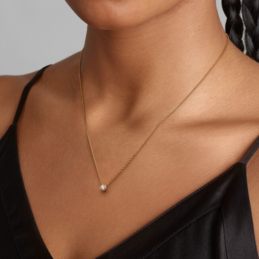 Pandora Era Lab-grown Diamond Bezel Pendant Necklace 0.15 carat tw 14k Gold