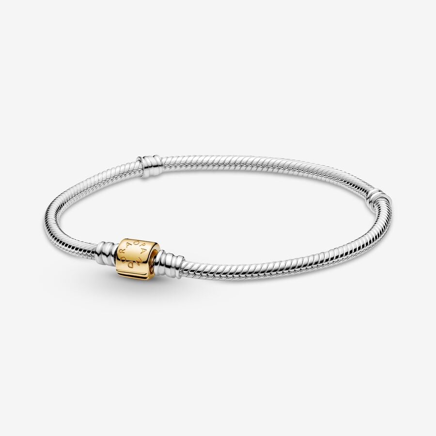 FINAL SALE - Pandora Moments Two-tone Barrel Clasp Snake Chain Bracelet