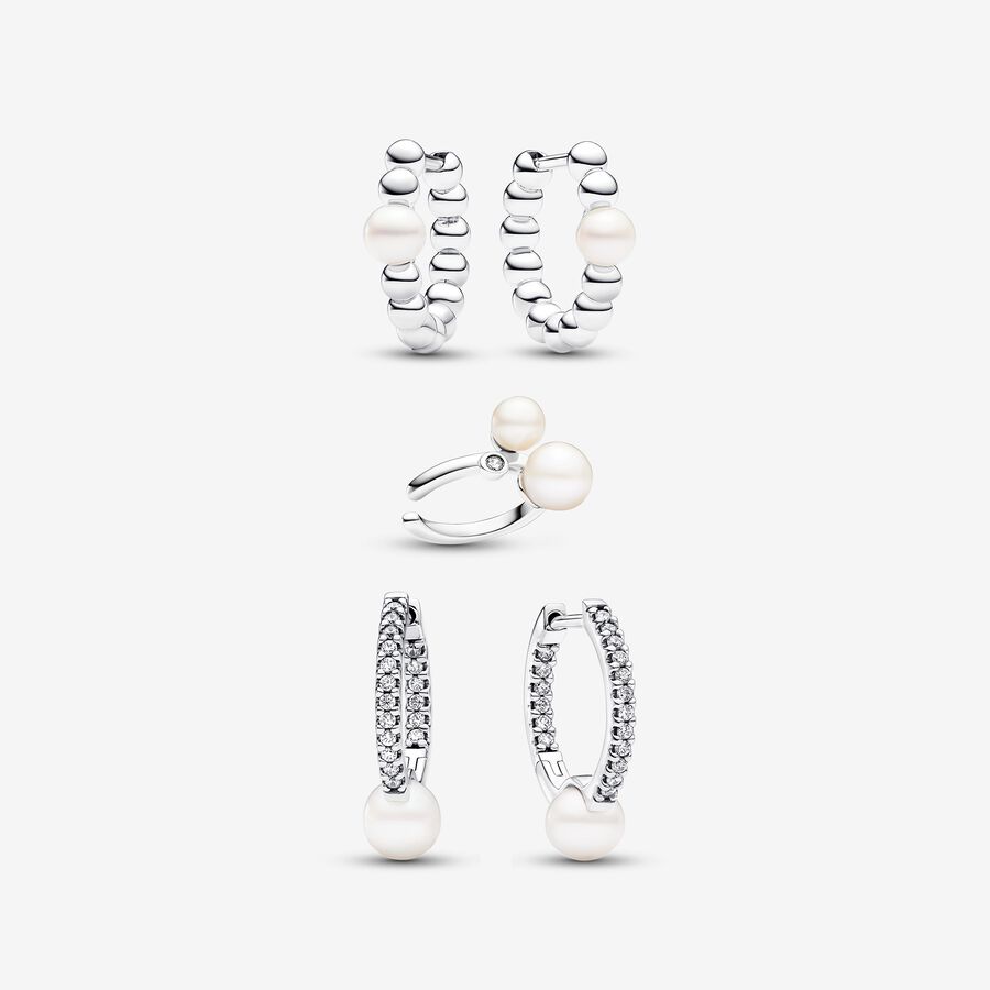 Treated Freshwater Cultured Pearl Earring Stack Set