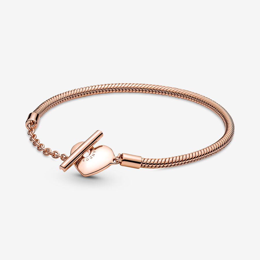 Pandora Moments Heart T-Bar Bracelet and Radiant Heart Charm Set