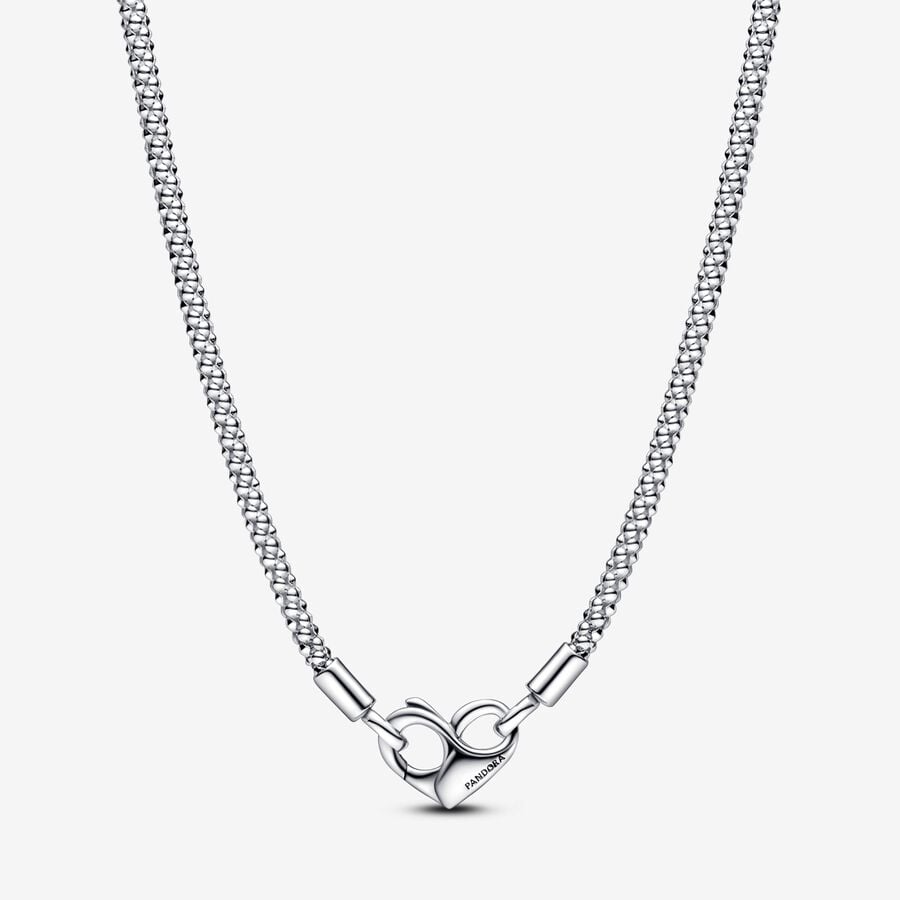 Pandora Moments Studded Chain Necklace and Heart Dangle Set